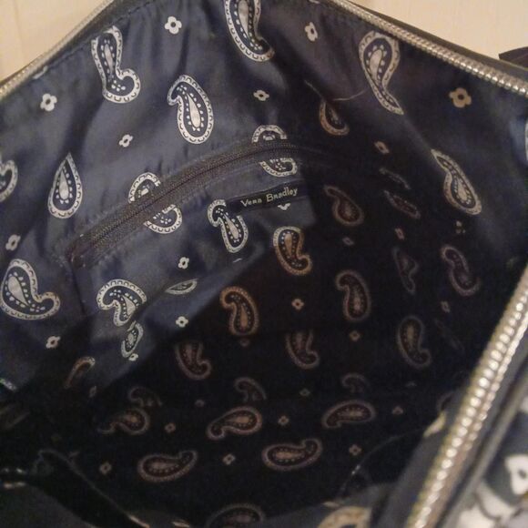 Vera Bradley Navy and White Paisley Crossbody Bag Adjustable Strap - Picture 6 of 8